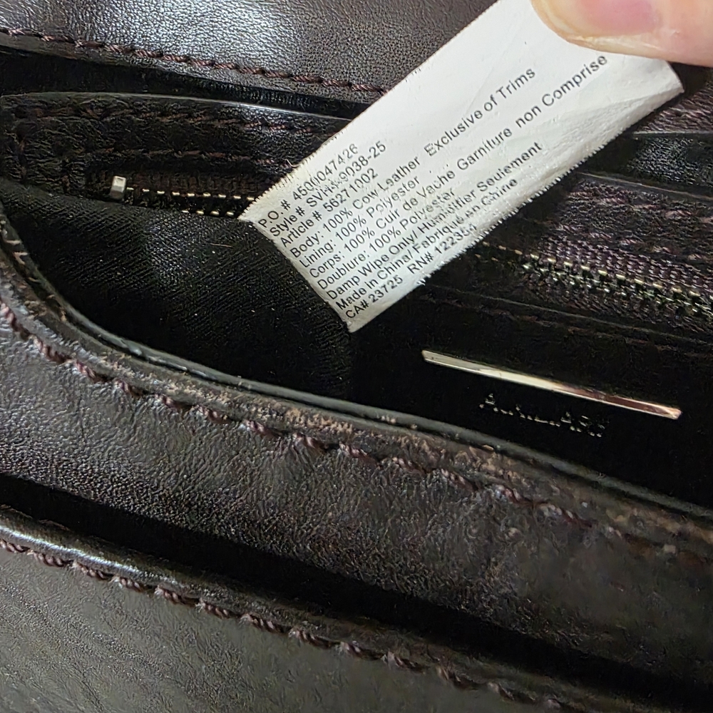 Minimal Dark Brown Leather Crossbody Saddle Bag - Pockets, Adjustable - Picture 10 of 14